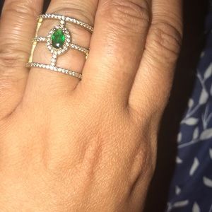 Fashion gold ring/ green stone